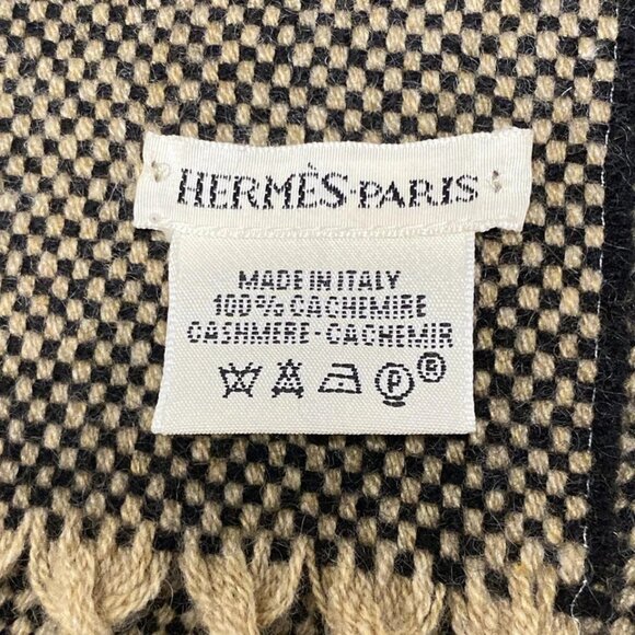 HERMES - Dark Brown Light Brown Cashmere Scarf 587-082025 - Picture 4 of 4